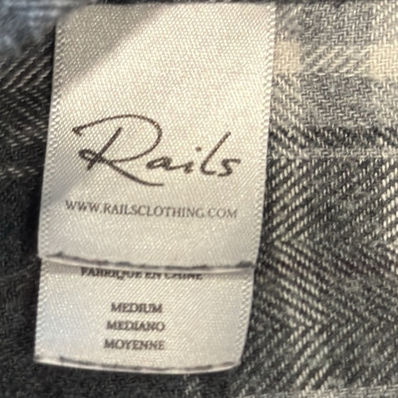 Rails mens Brushed Lennox charcoal/heather grey/cream sz medium - Picture 10 of 13